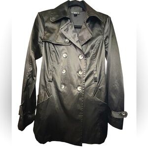 Black Double-Breasted Women’s Trench Coat, Size M, GUC